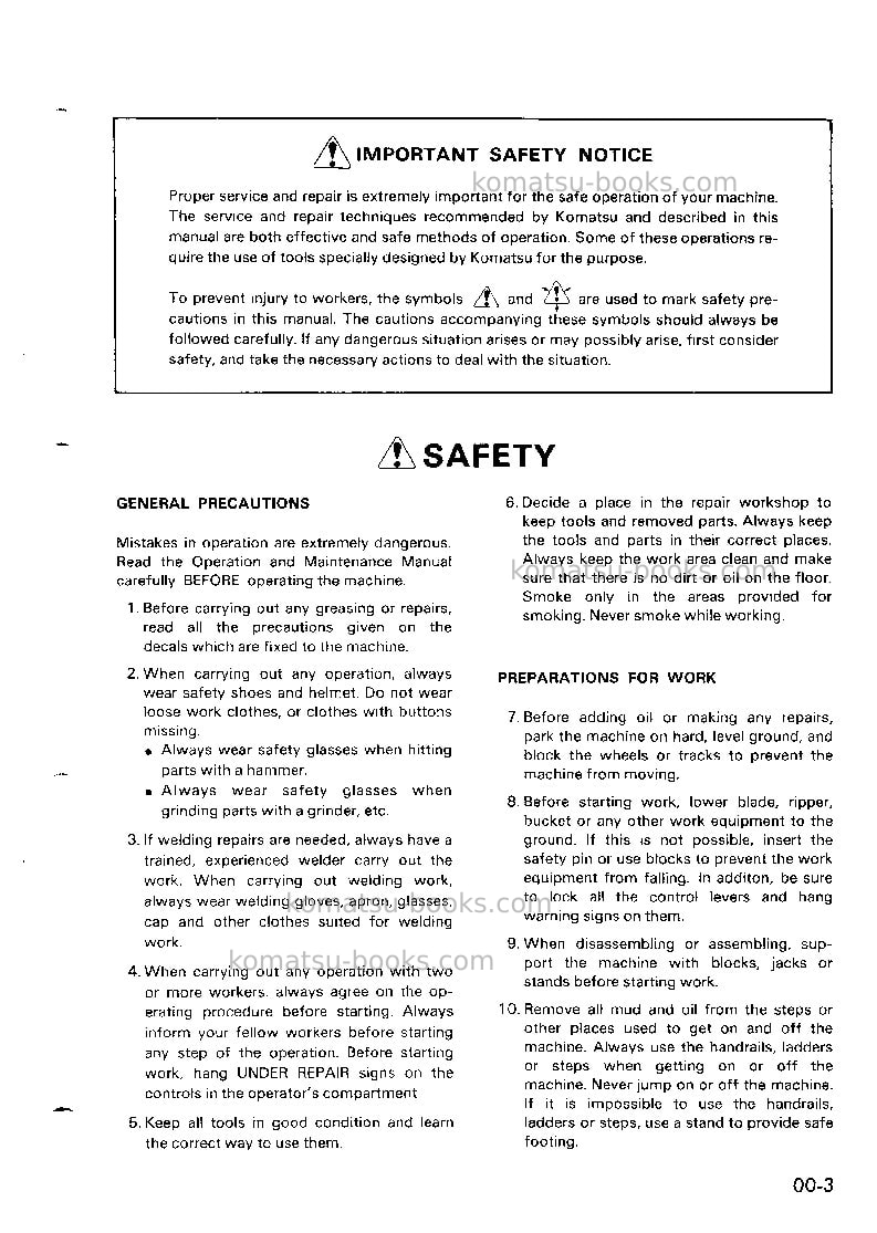 Komatsu eg300-2jpn Repair & maintenance cover Page 3 Komatsu eg300-2jpn Repair & maintenance cover Page 3