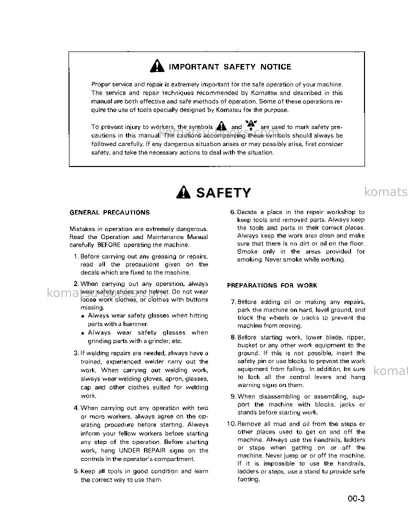 Komatsu pc150lc-5usa Repair & maintenance cover Page 3 Komatsu pc150lc-5usa Repair & maintenance cover Page 3