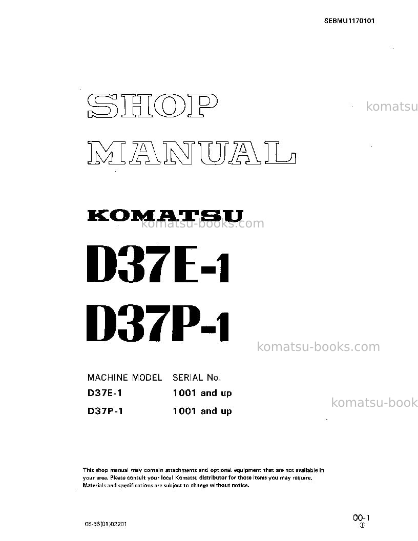Komatsu d37p-1jpn Repair & maintenance cover Page 3 Komatsu d37p-1jpn Repair & maintenance cover Page 3