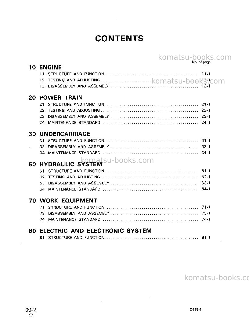 Komatsu d68e-1jpn Repair & maintenance cover Page 3 Komatsu d68e-1jpn Repair & maintenance cover Page 3
