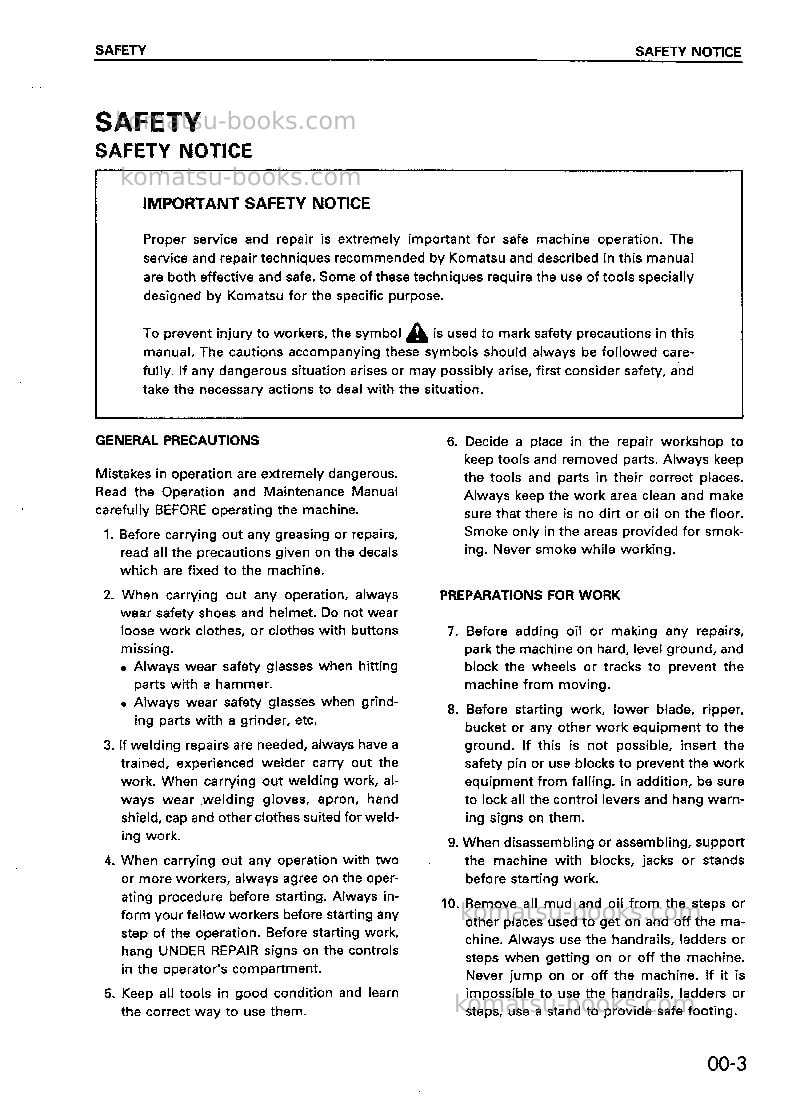 Komatsu wd500-3jpn Repair & maintenance cover Page 3 Komatsu wd500-3jpn Repair & maintenance cover Page 3