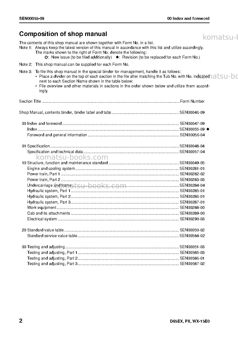 Komatsu d65px-15jpn-e0 Repair & maintenance cover Page 3 Komatsu d65px-15jpn-e0 Repair & maintenance cover Page 3