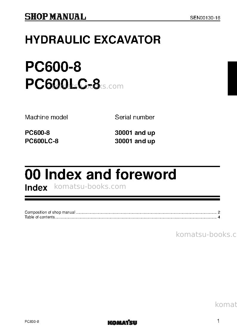 Komatsu pc600-8jpn Repair & maintenance cover Page 3