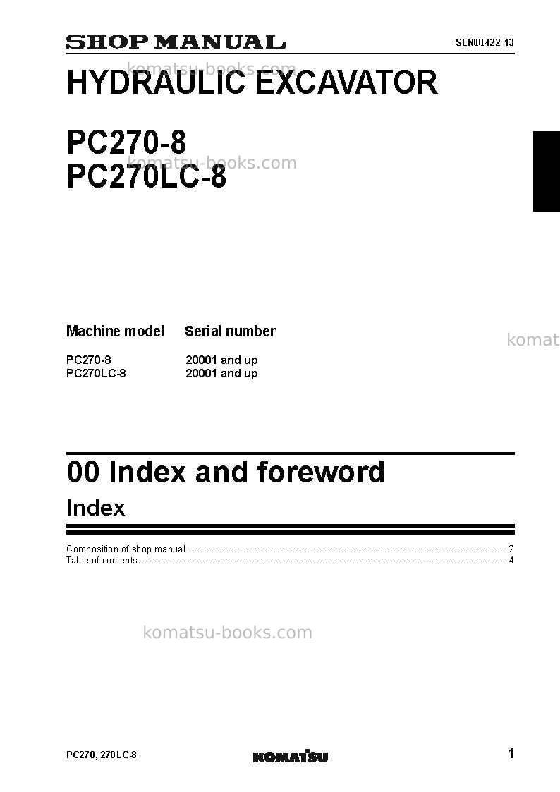 Komatsu pc270-8jpn-work equipment grease 500h Repair & maintenance cover Page 3