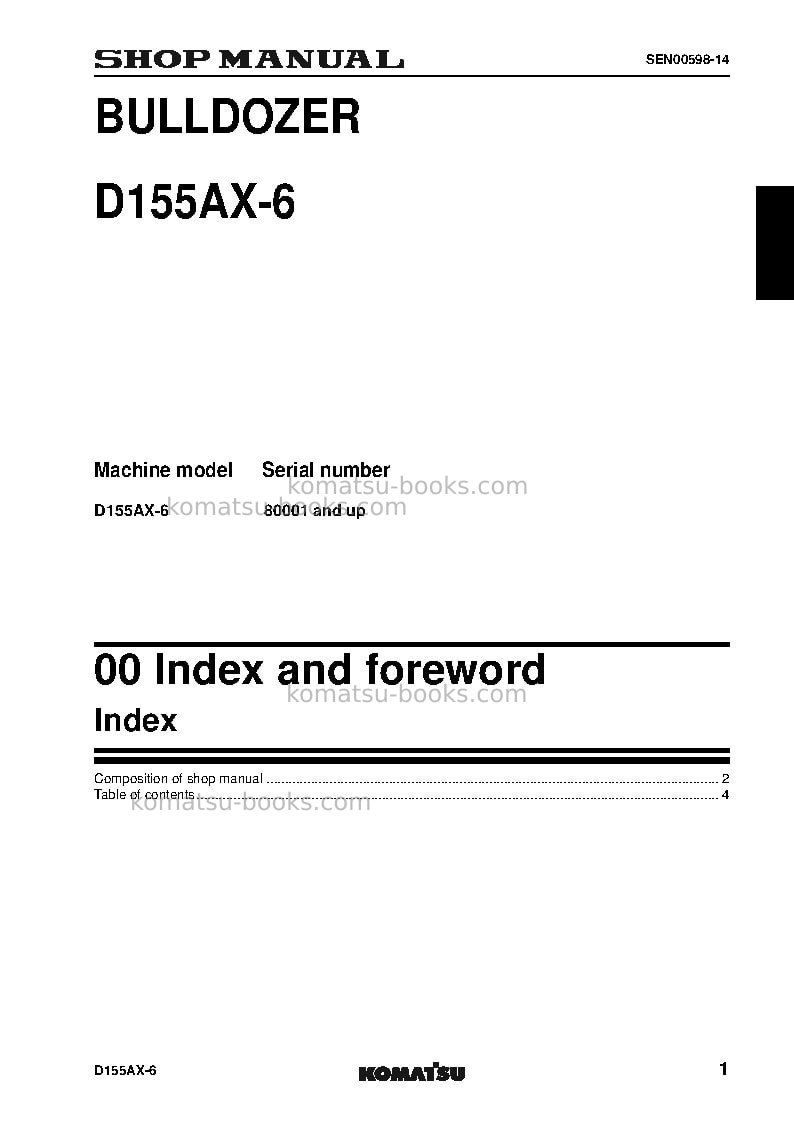 Komatsu d155ax-6jpn Repair & maintenance cover Page 3 Komatsu d155ax-6jpn Repair & maintenance cover Page 3