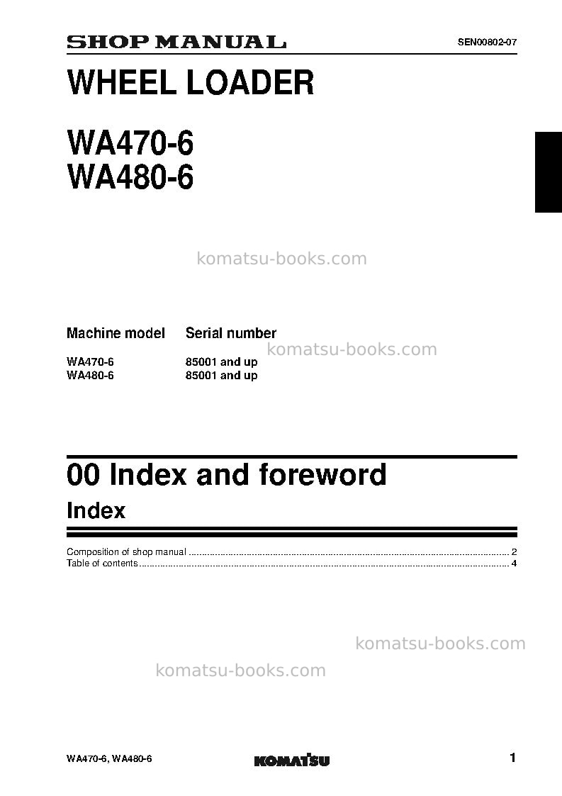 Komatsu wa470-6jpn Repair & maintenance cover Page 3