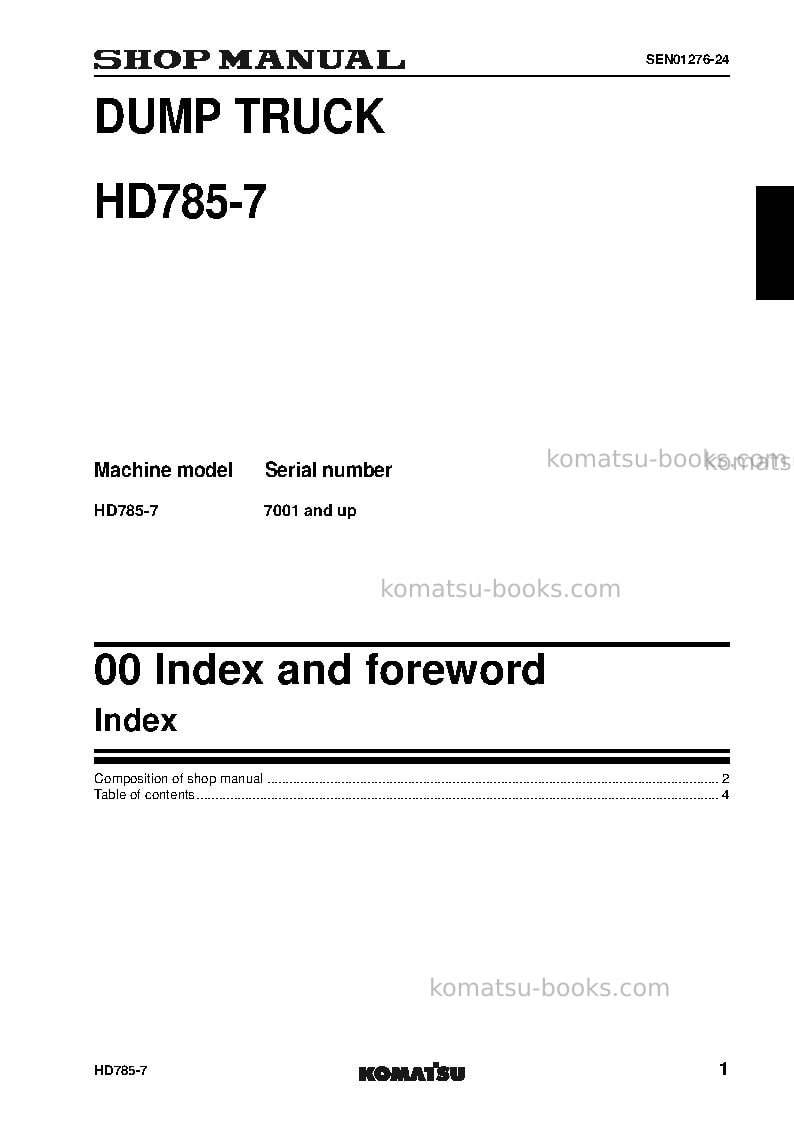 Komatsu hd785-7jpn Repair & maintenance cover Page 3