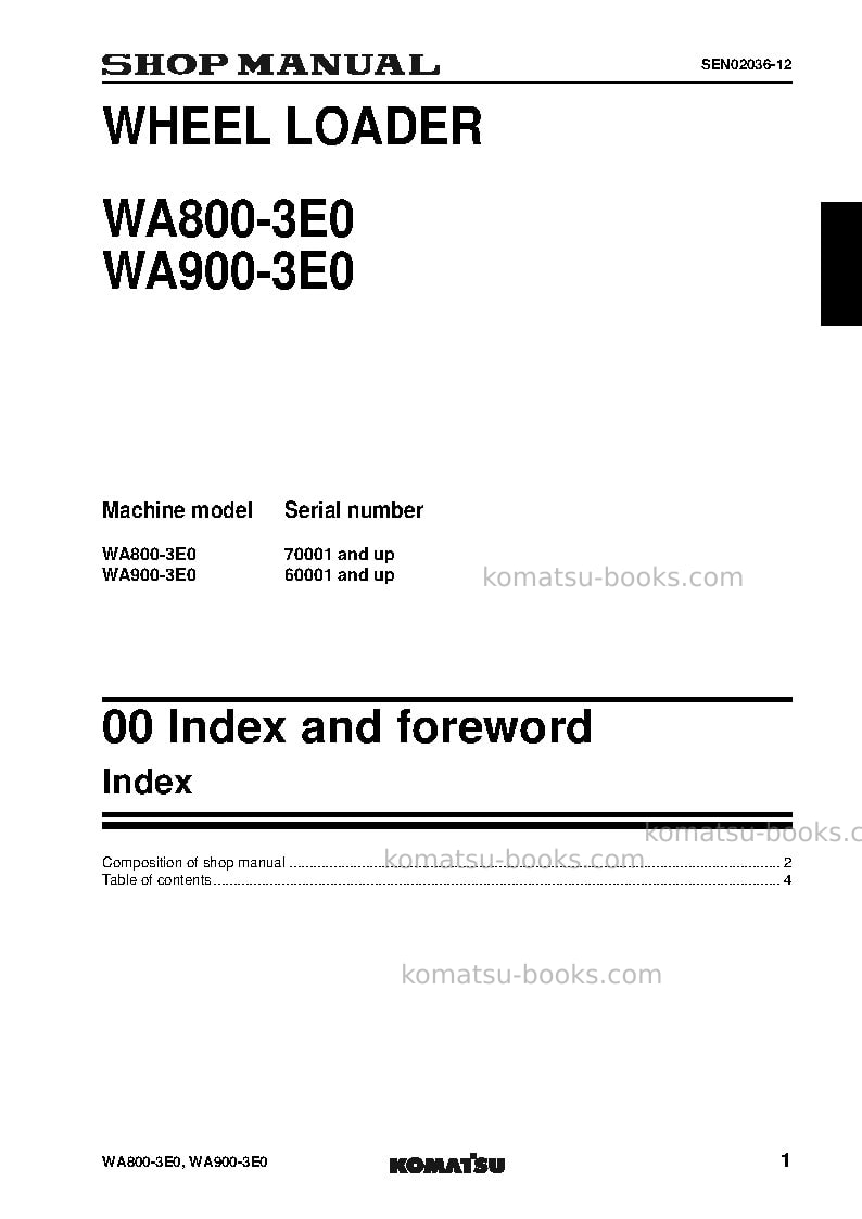 Komatsu wa800-3jpn-tier2 Repair & maintenance cover Page 3