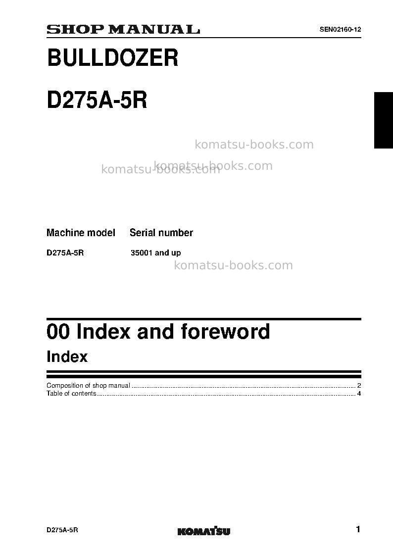 Komatsu d275a-5jpn-w/o egr Repair & maintenance cover Page 3 Komatsu d275a-5jpn-w/o egr Repair & maintenance cover Page 3