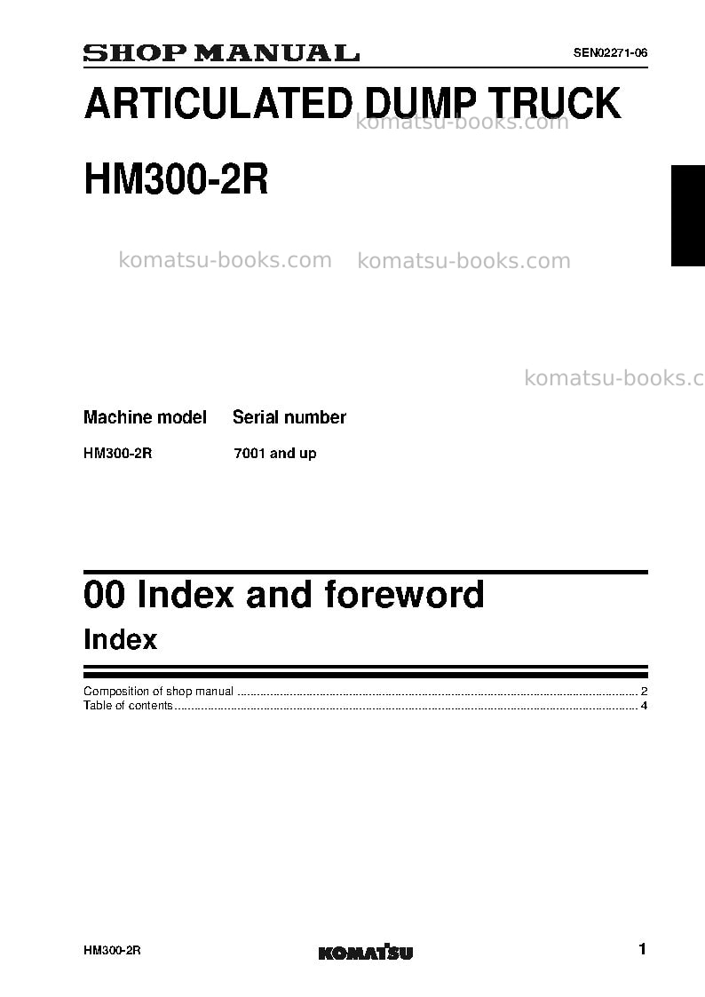 Komatsu hm300-2jpn-w/o egr Repair & maintenance cover Page 3 Komatsu hm300-2jpn-w/o egr Repair & maintenance cover Page 3