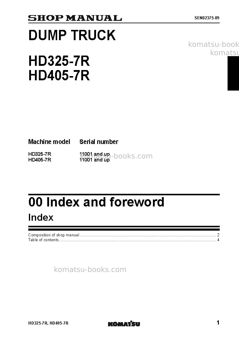 Komatsu hd325-7jpn-w/o egr Repair & maintenance cover Page 3