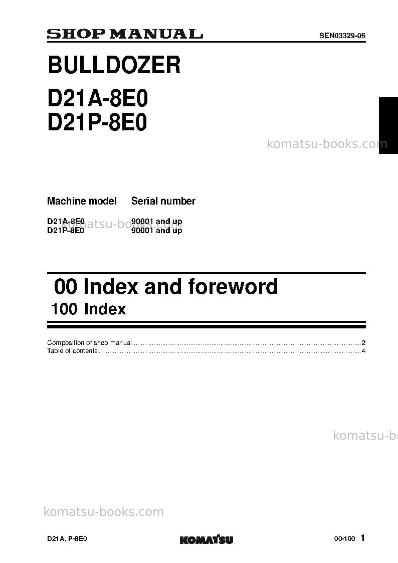 Komatsu d21p-8jpn-e0 Repair & maintenance cover Page 3