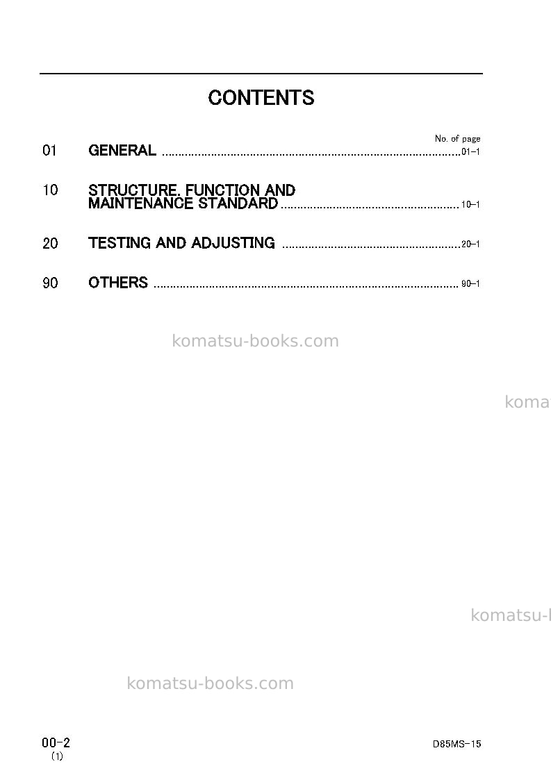 Komatsu d85ms-15jpn Repair & maintenance cover Page 3