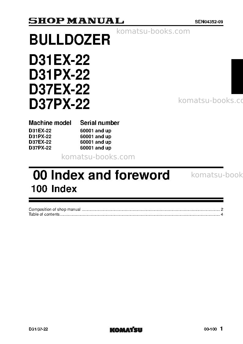 Komatsu d37px-22jpn Repair & maintenance cover Page 3 Komatsu d37px-22jpn Repair & maintenance cover Page 3