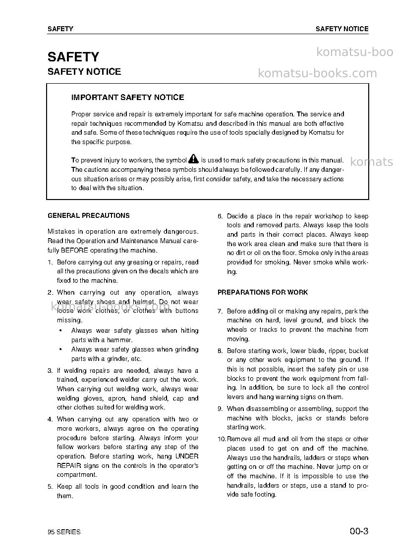 Komatsu 4d95lwe-5deu Repair & maintenance cover Page 3 Komatsu 4d95lwe-5deu Repair & maintenance cover Page 3