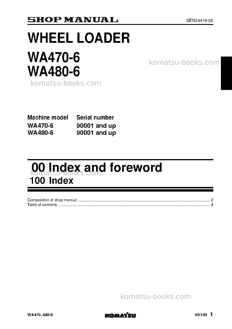 Komatsu wa480-6jpn Repair & maintenance cover Page 3
