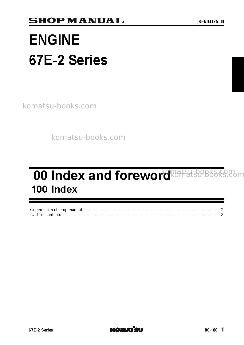 Komatsu 67e-2jpn-series Repair & maintenance cover Page 3 Komatsu 67e-2jpn-series Repair & maintenance cover Page 3