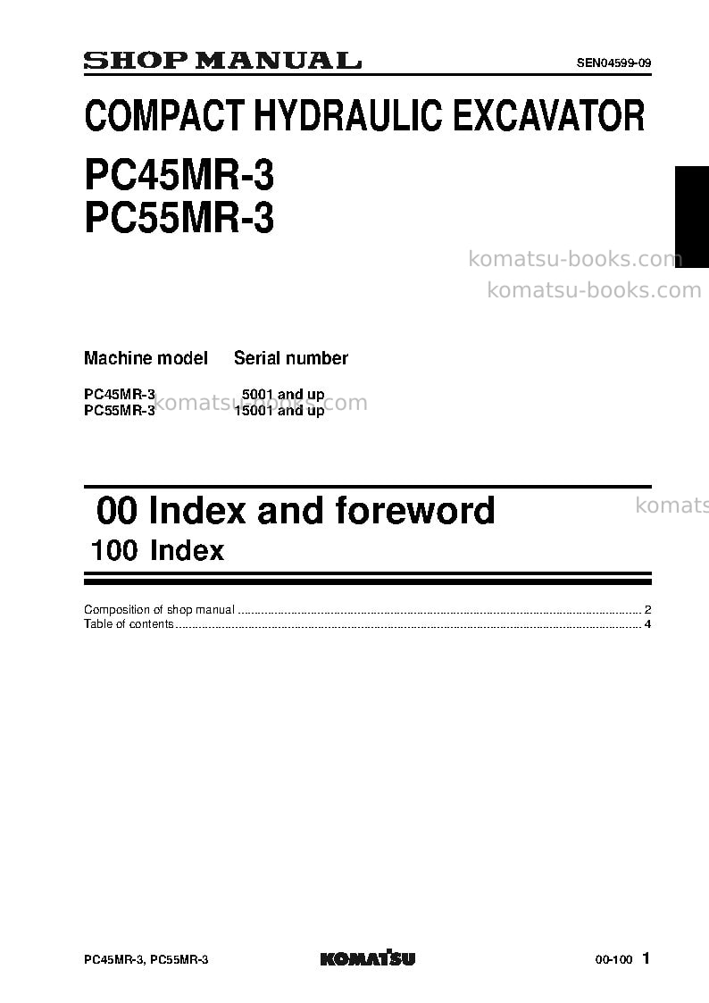 Komatsu pc55mr-3tha Repair & maintenance cover Page 3 Komatsu pc55mr-3tha Repair & maintenance cover Page 3