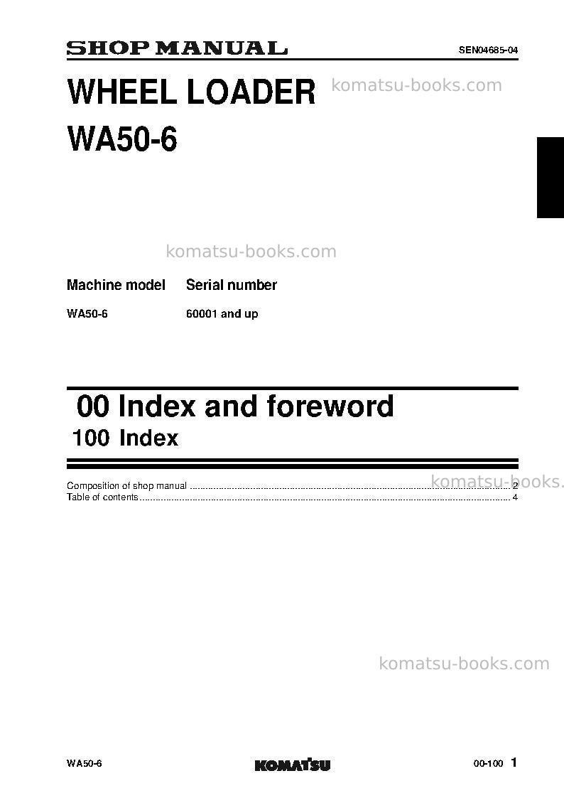 Komatsu wa50-6jpn Repair & maintenance cover Page 3