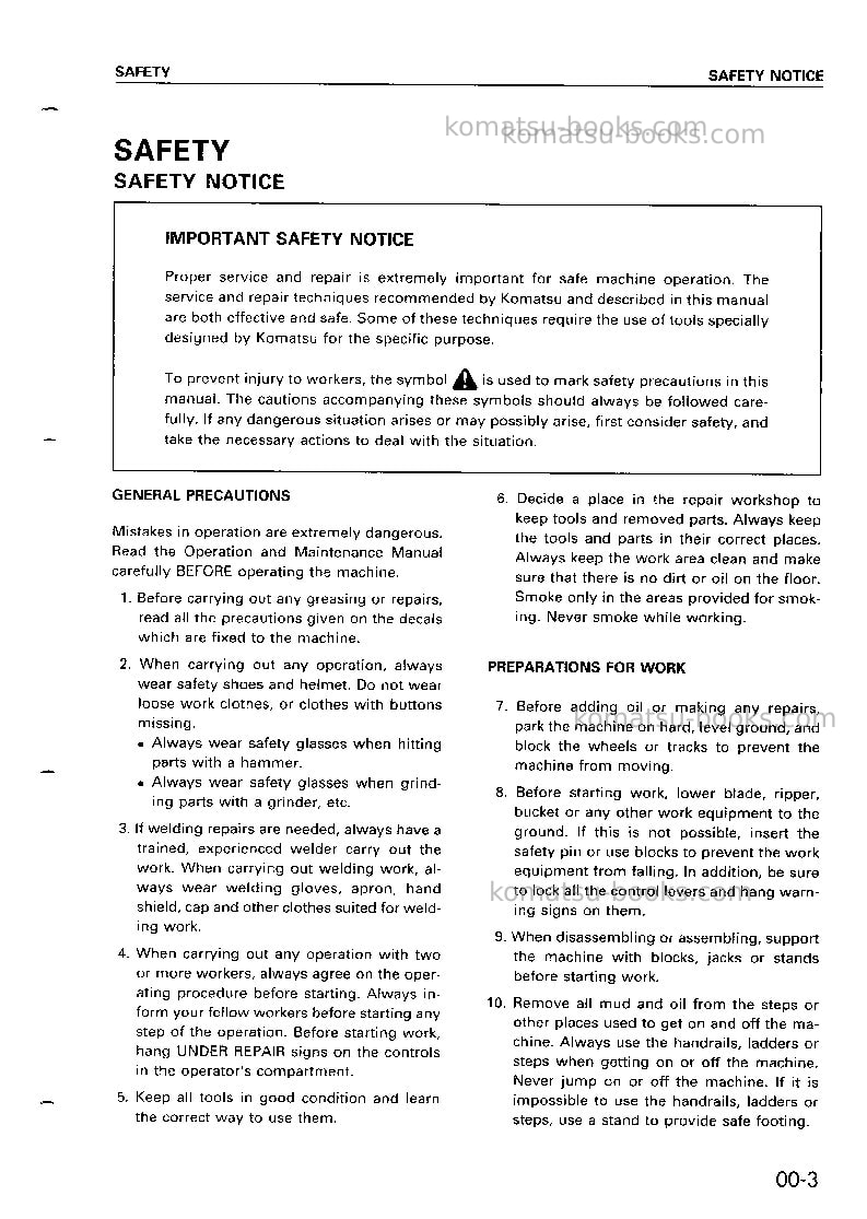 Komatsu d85c-21jpn--50c degree for cis Repair & maintenance cover Page 3