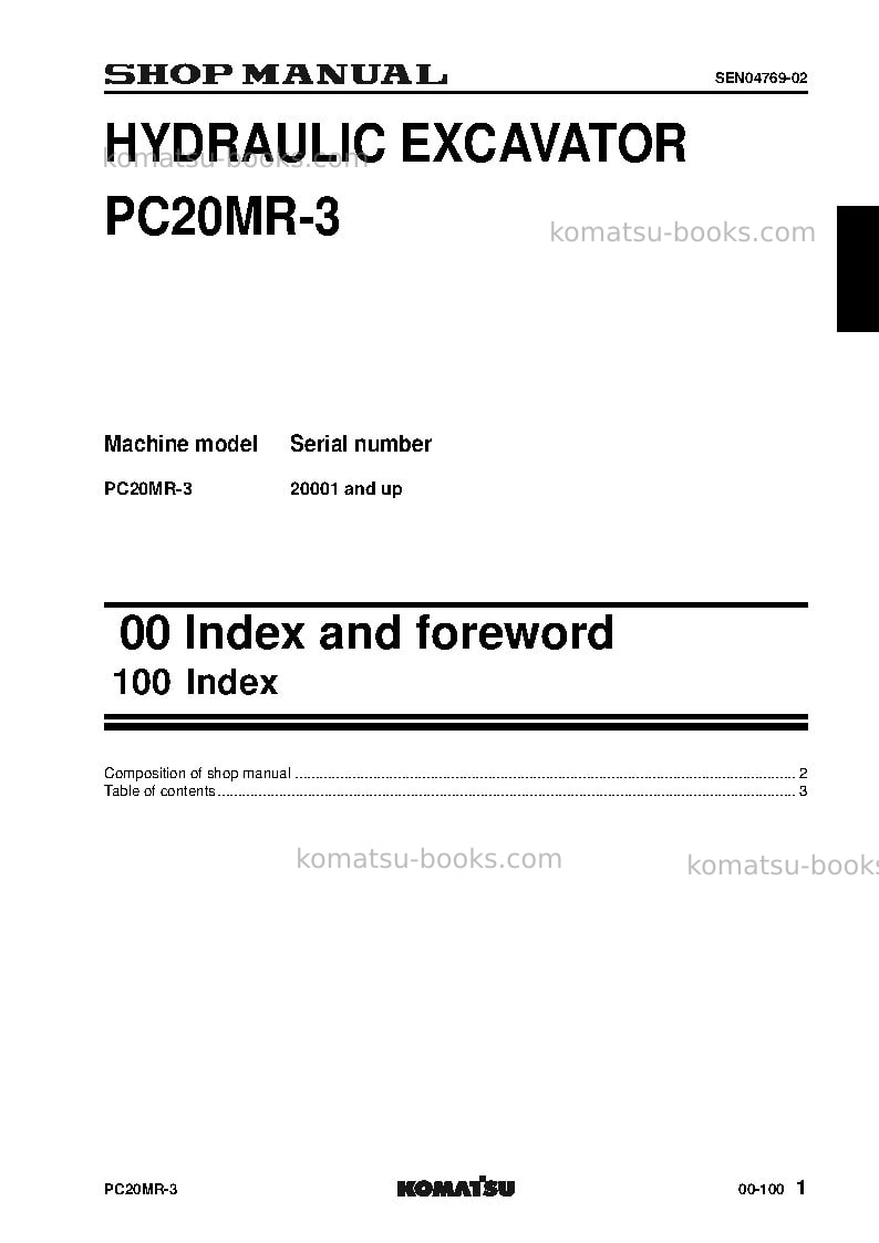 Komatsu pc20mr-3jpn-for canopy Repair & maintenance cover Page 3