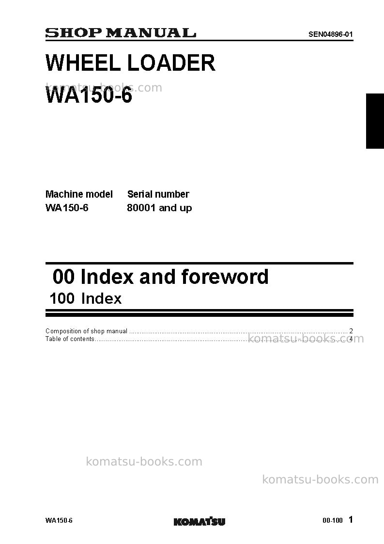 Komatsu wa150-6jpn-for n. america Repair & maintenance cover Page 3