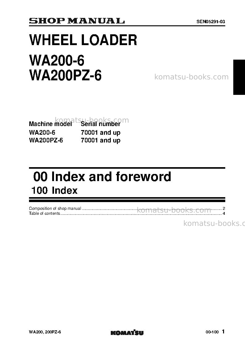 Komatsu wa200pz-6jpn Repair & maintenance cover Page 3