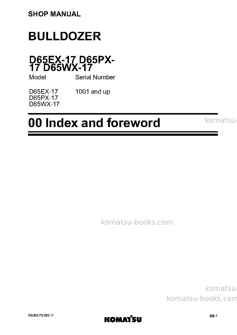 Komatsu d65px-17jpn Repair & maintenance cover Page 3 Komatsu d65px-17jpn Repair & maintenance cover Page 3