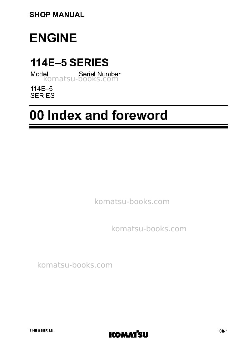 Komatsu 114e-5jpn-tier 4 Repair & maintenance cover Page 3 Komatsu 114e-5jpn-tier 4 Repair & maintenance cover Page 3