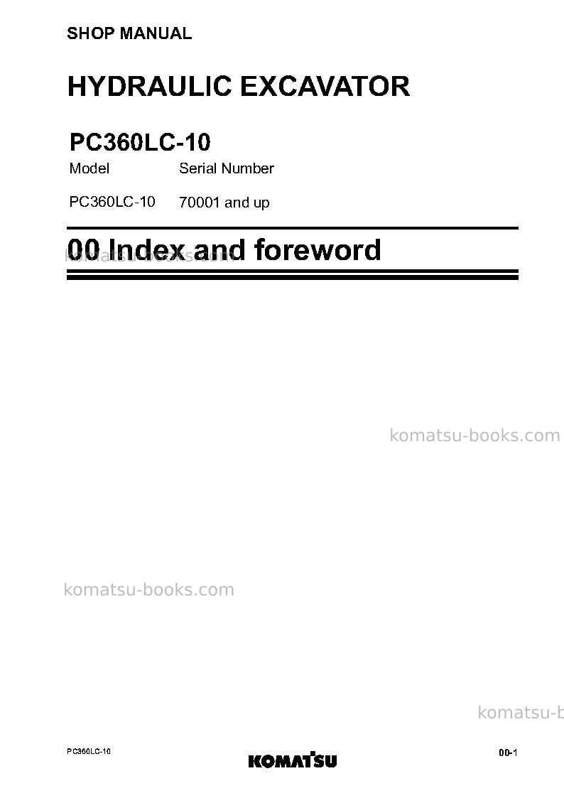 Komatsu pc360lc-10jpn Repair & maintenance cover Page 3