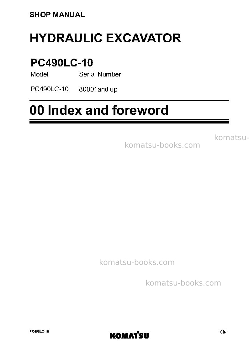 Komatsu pc490lc-10jpn Repair & maintenance cover Page 3