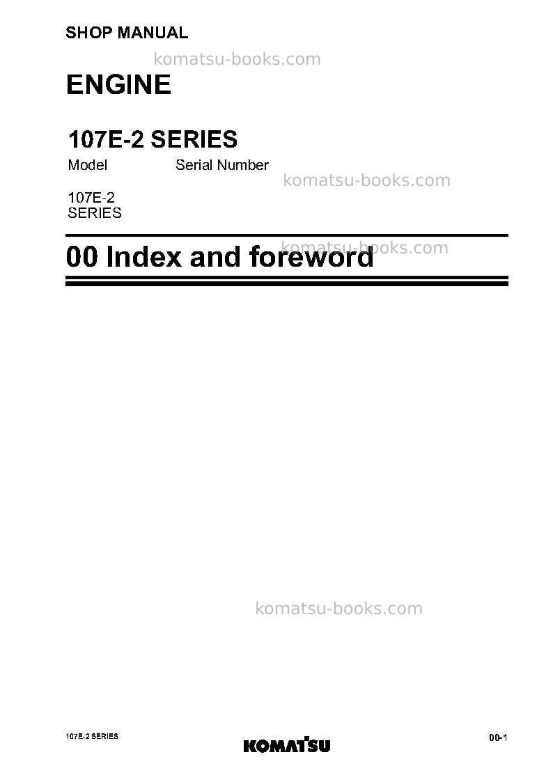 Komatsu 107e-2jpn Repair & maintenance cover Page 3
