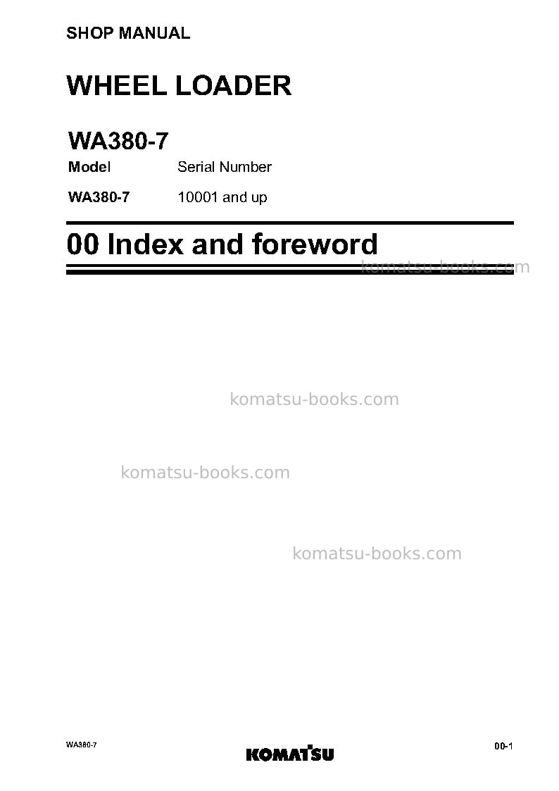 Komatsu wa380-7jpn Repair & maintenance cover Page 3