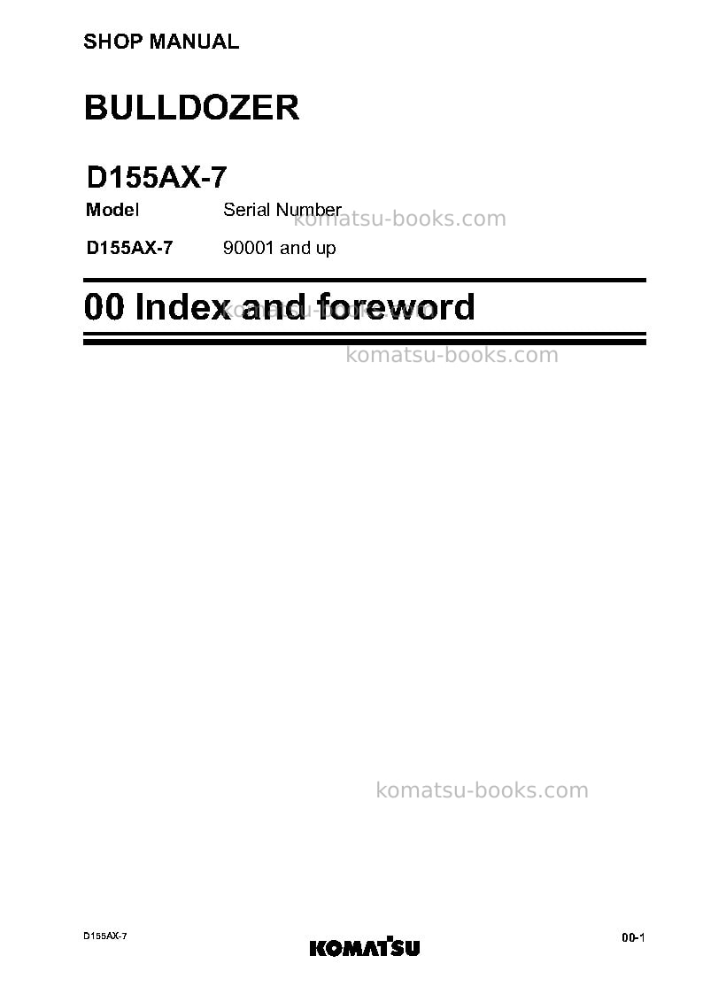 Komatsu d155ax-7jpn Repair & maintenance cover Page 3 Komatsu d155ax-7jpn Repair & maintenance cover Page 3