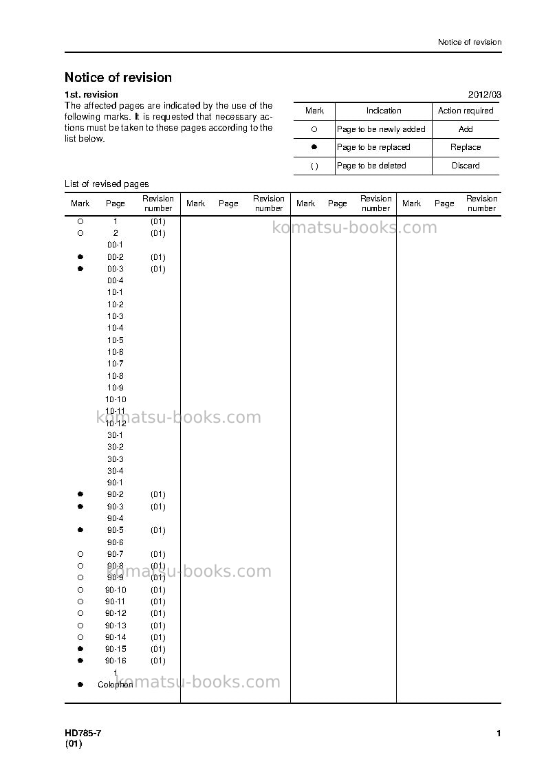 Komatsu hd785-7jpn-for kal Repair & maintenance cover Page 3