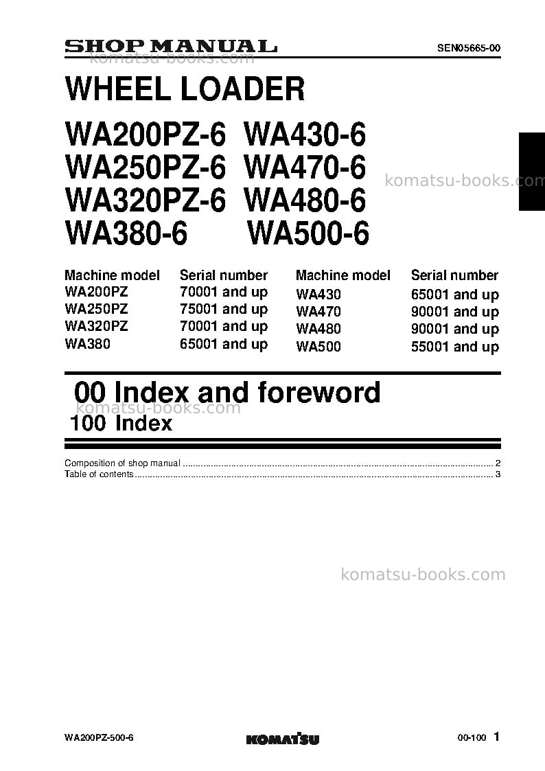 Komatsu wa200pz-6jpn-for kal Repair & maintenance cover Page 3