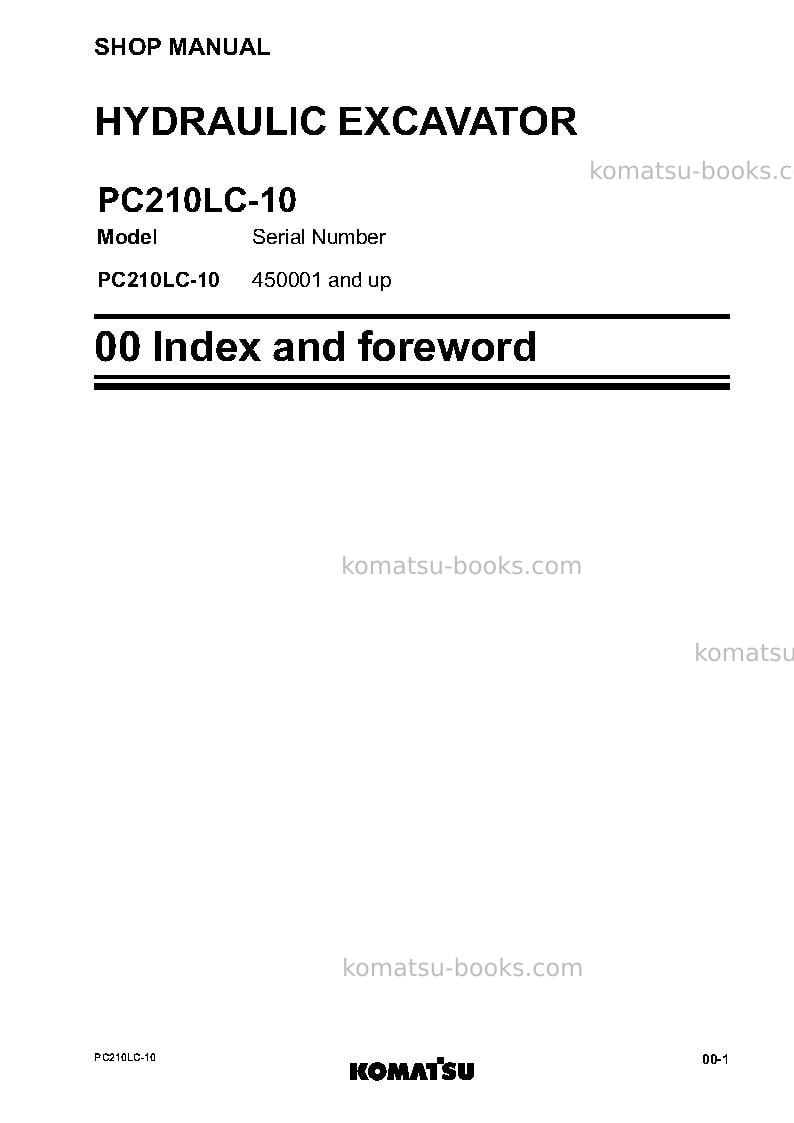 Komatsu pc210lc-10jpn Repair & maintenance cover Page 3 Komatsu pc210lc-10jpn Repair & maintenance cover Page 3