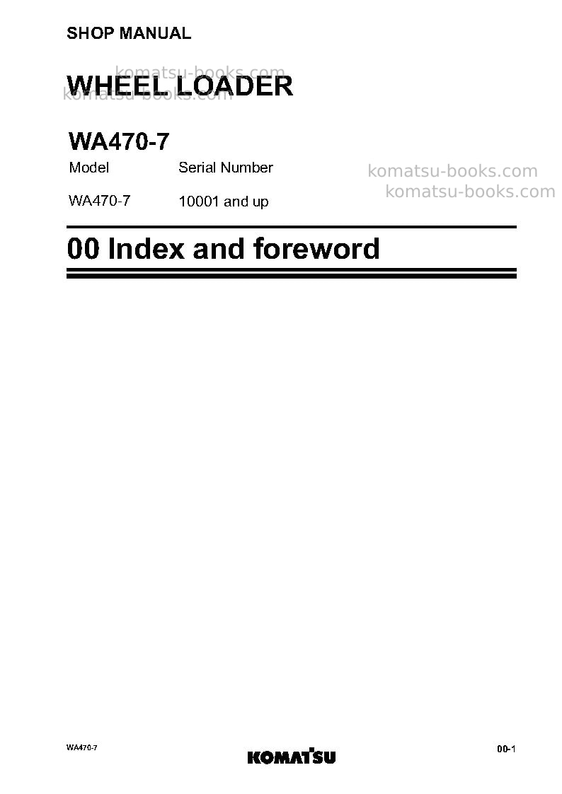 Komatsu wa470-7jpn Repair & maintenance cover Page 3