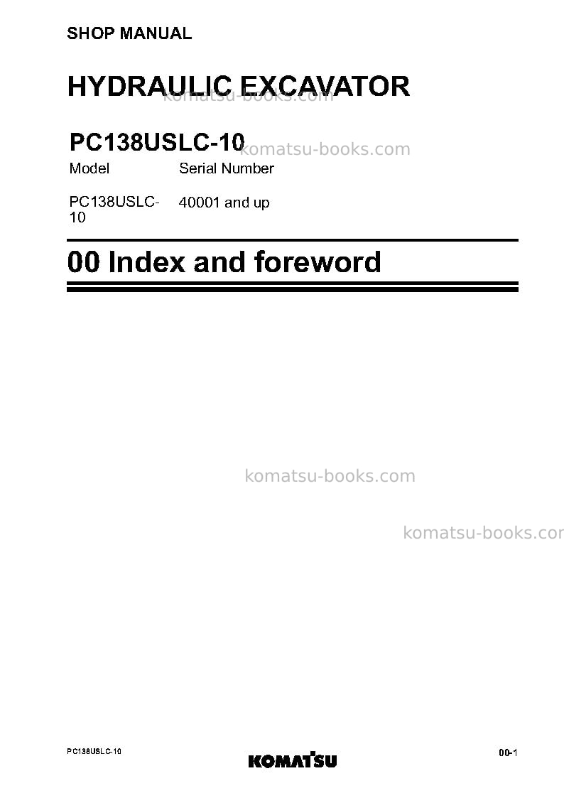 Komatsu pc138uslc-10jpn Repair & maintenance cover Page 3