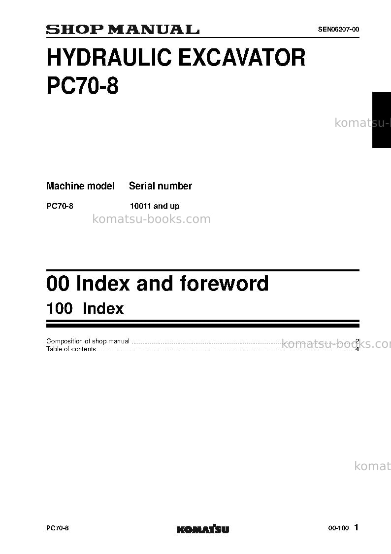 Komatsu pc70-8jpn Repair & maintenance cover Page 3