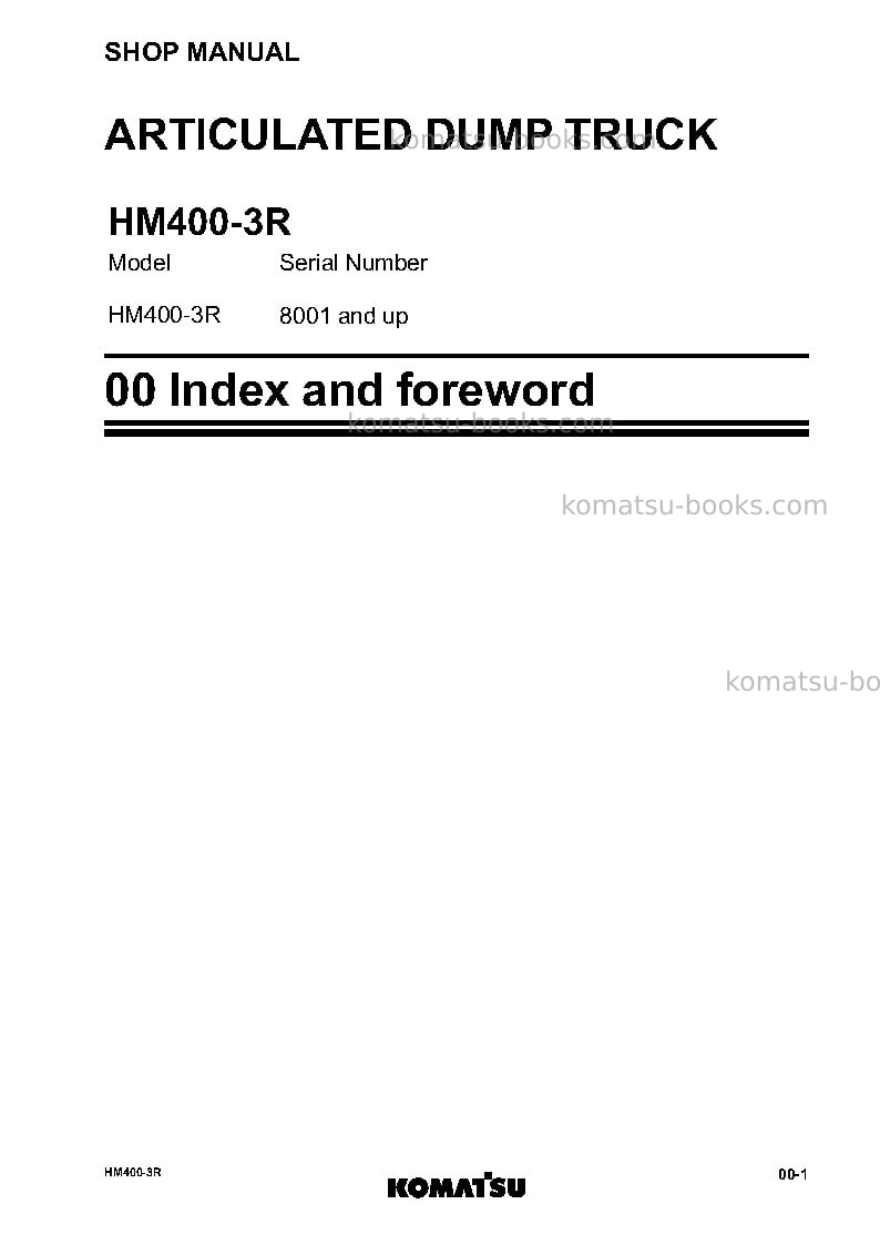 Komatsu hm400-3jpn-r Repair & maintenance cover Page 3 Komatsu hm400-3jpn-r Repair & maintenance cover Page 3