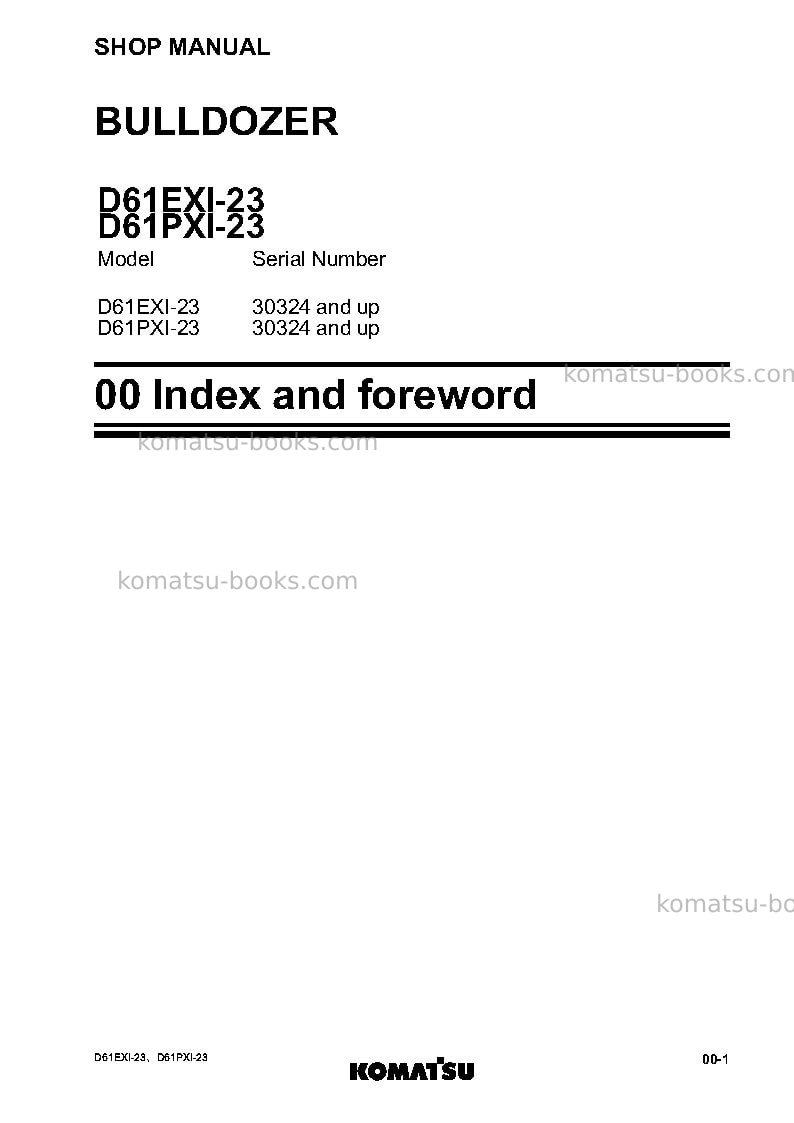 Komatsu d61exi-23jpn Repair & maintenance cover Page 3