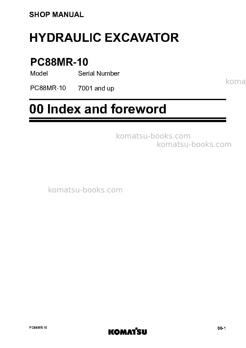 Komatsu pc88mr-10jpn-pc88mr Repair & maintenance cover Page 3