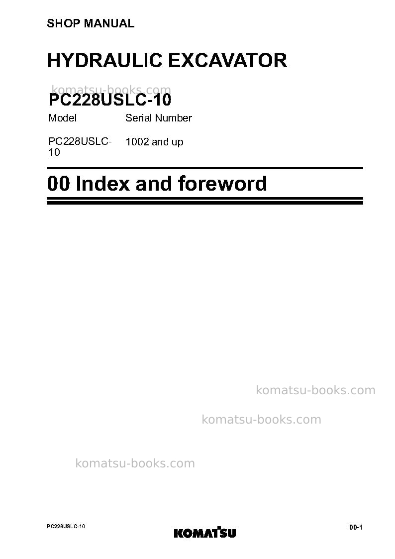Komatsu pc228uslc-10jpn Repair & maintenance cover Page 3 Komatsu pc228uslc-10jpn Repair & maintenance cover Page 3