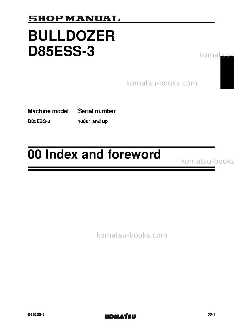 Komatsu d85ess-3jpn Repair & maintenance cover Page 3 Komatsu d85ess-3jpn Repair & maintenance cover Page 3