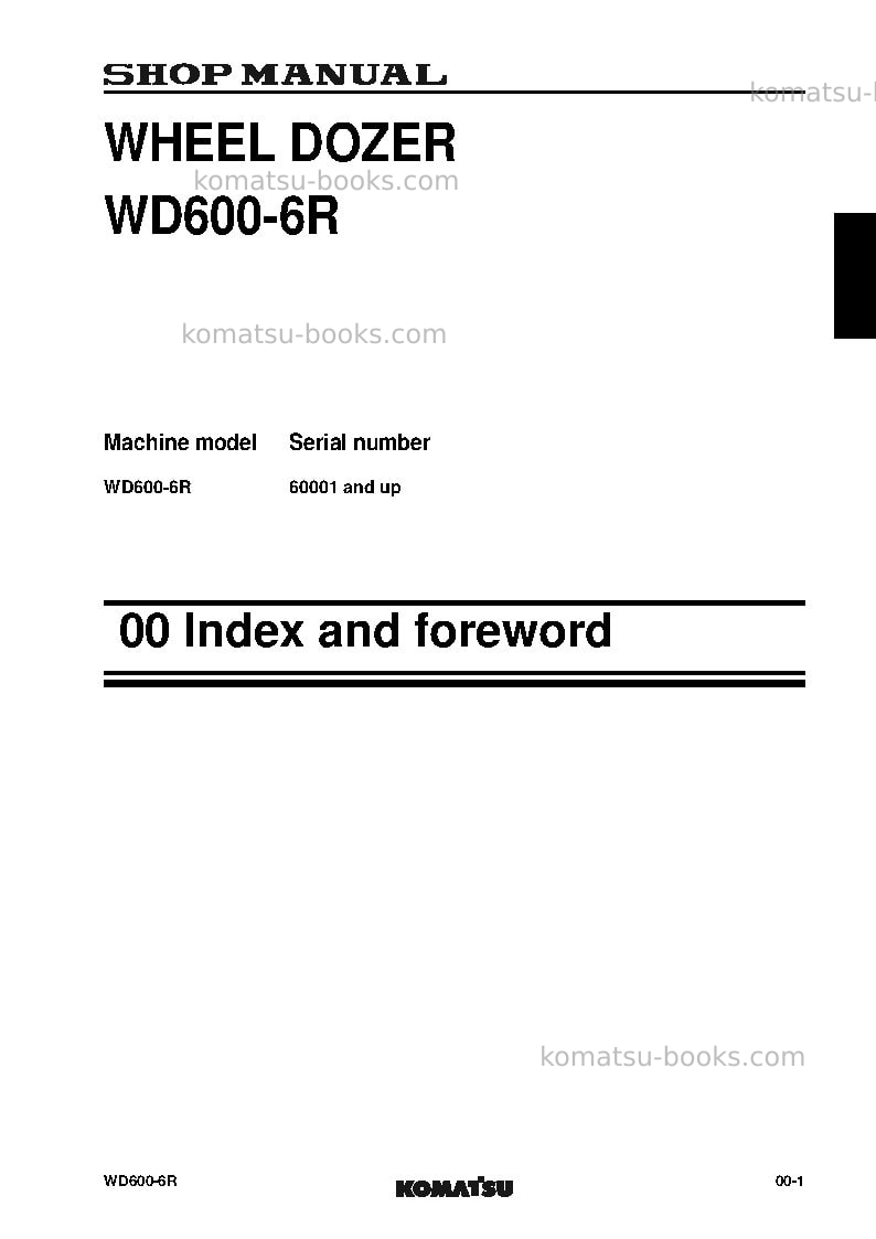 Komatsu wd600-6jpn-r Repair & maintenance cover Page 3