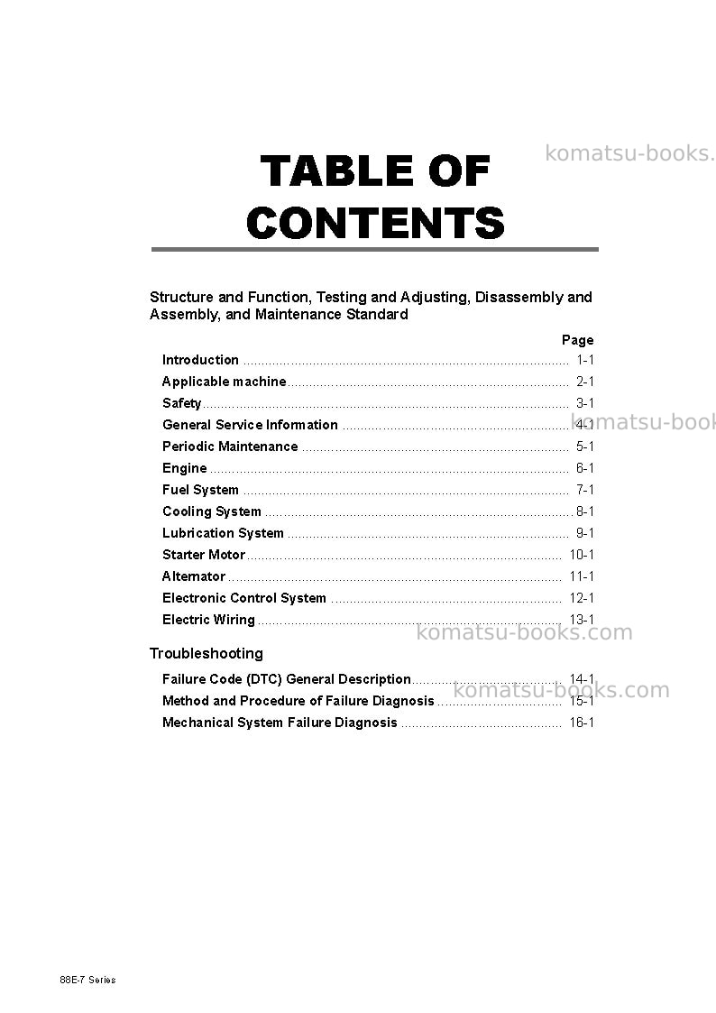 Komatsu 88e-7 seriesjpn Repair & maintenance cover Page 3