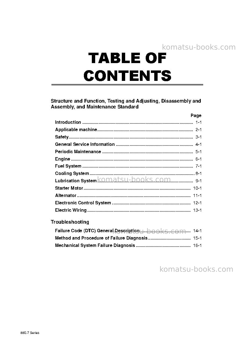 Komatsu 3d88e-7jpn Repair & maintenance cover Page 3