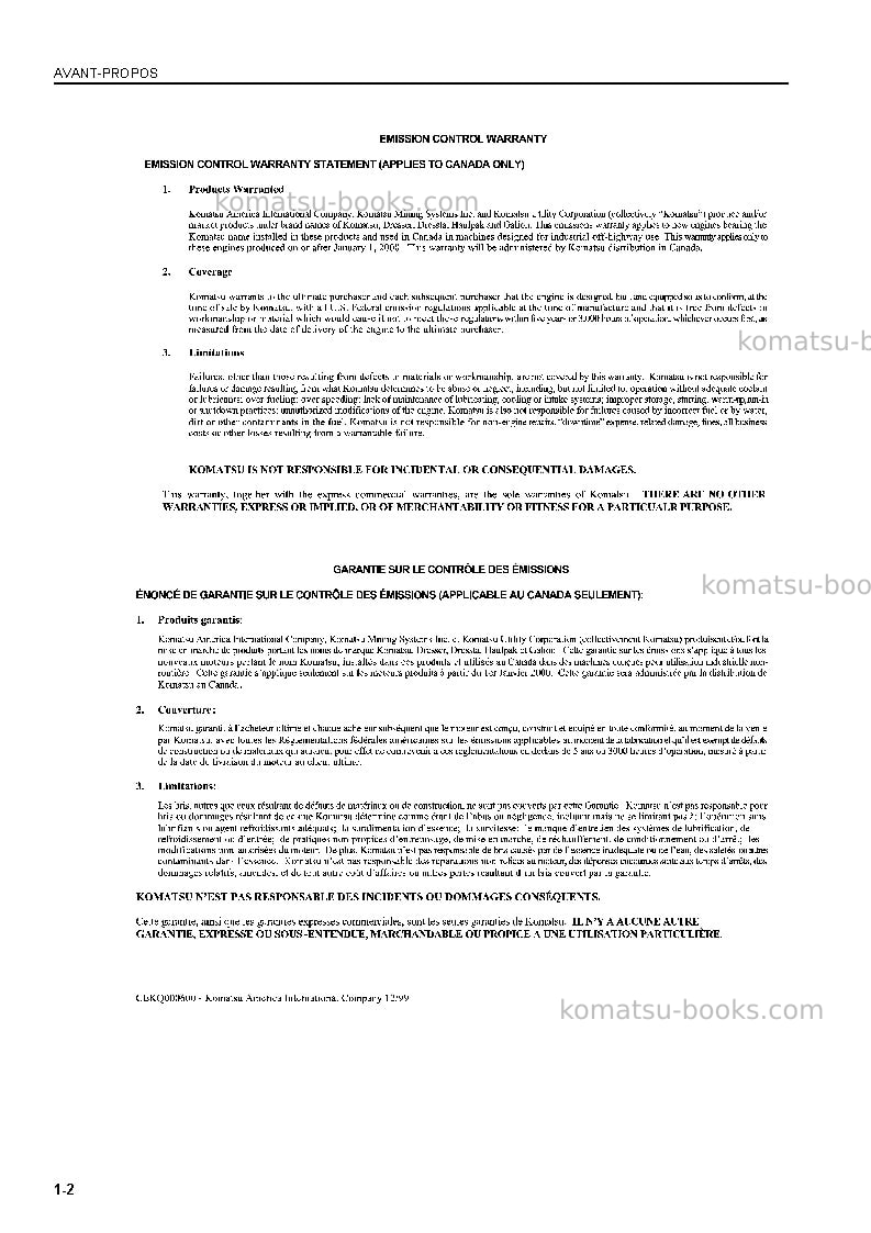 Komatsu wa120l-3jpn-mc Manuel d'utilisation couverture Page 3