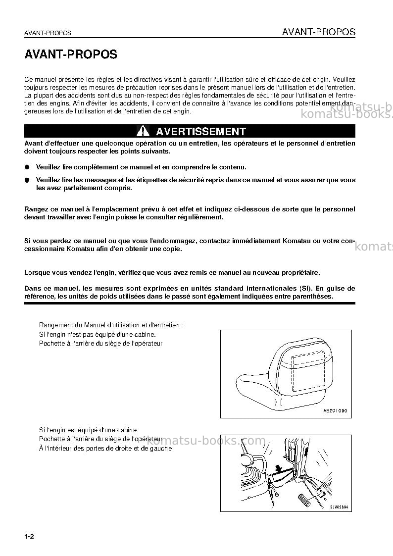Komatsu d31ex-21jpn Manuel d'utilisation couverture Page 3 Komatsu d31ex-21jpn Manuel d'utilisation couverture Page 3